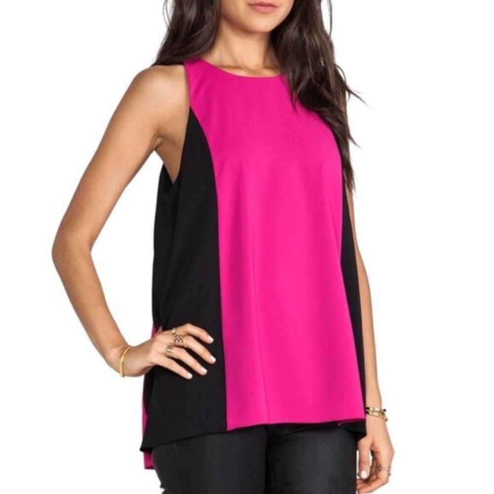 Alice + Olivia Lindsay colorblock pink red tank XS